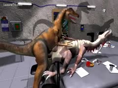 Sex-hungry dinosaurs having a good time making love
